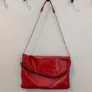 Hobo The Original Daria Red Leather Purse Clutch Shoulder Bag With Chain